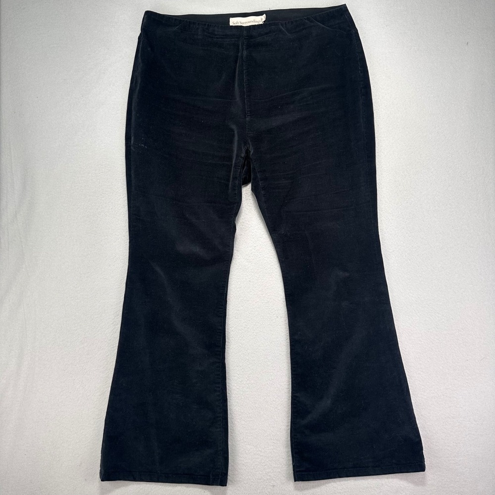 Soft Surroundings Corduroy Flared Pants Womens 1X Black High Rise Stretch